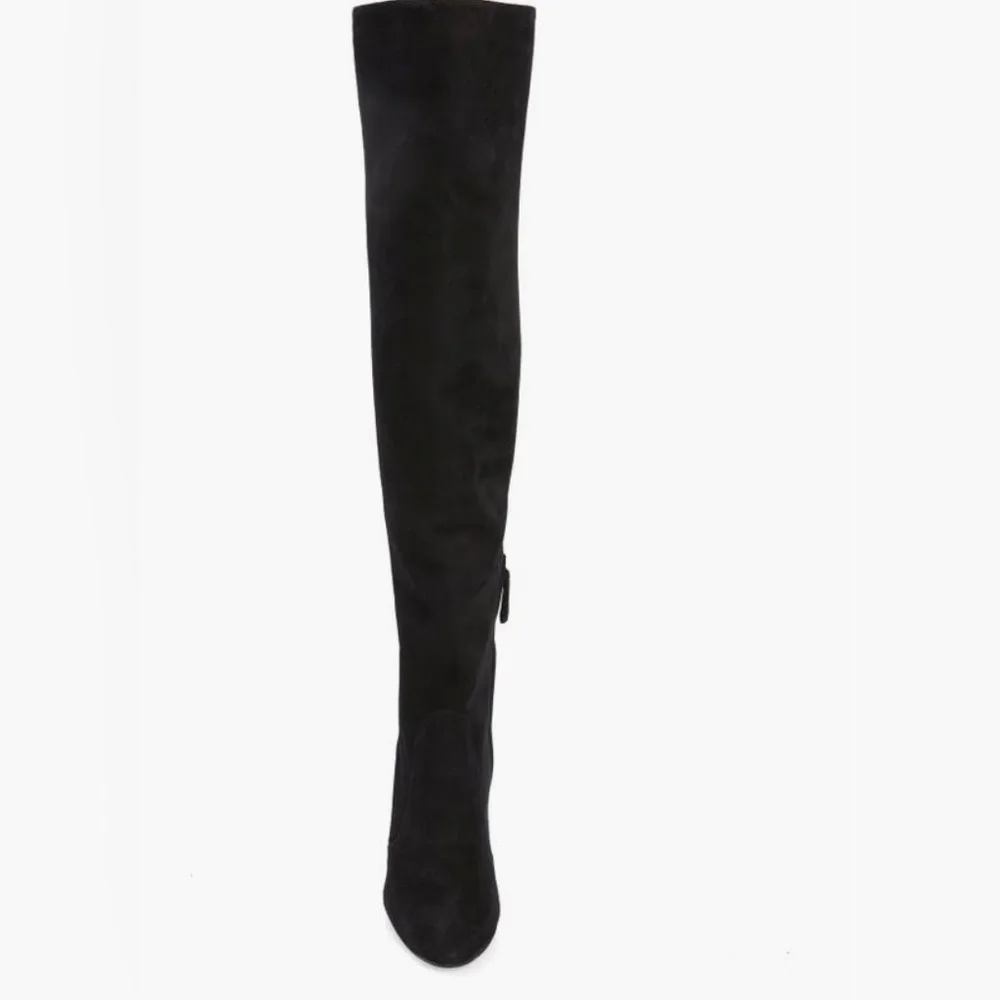 NIB $1250 Aquazzura Joplin Over the Knee Boot (Women) 7US / 37EU, BLACK Suede!